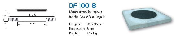 Dalle avec tampon fonte Ø60/E96/H8cm