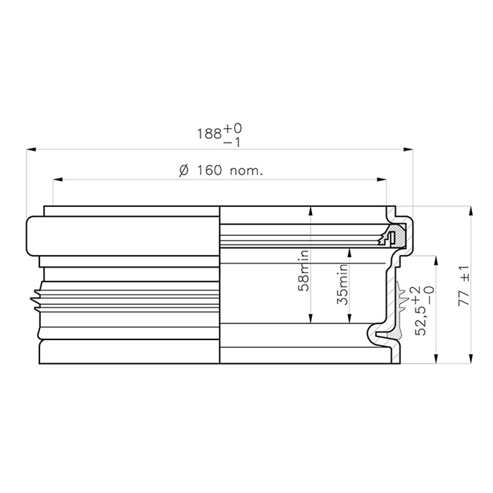 Racc. emboiter PVC/Béton 160mm
