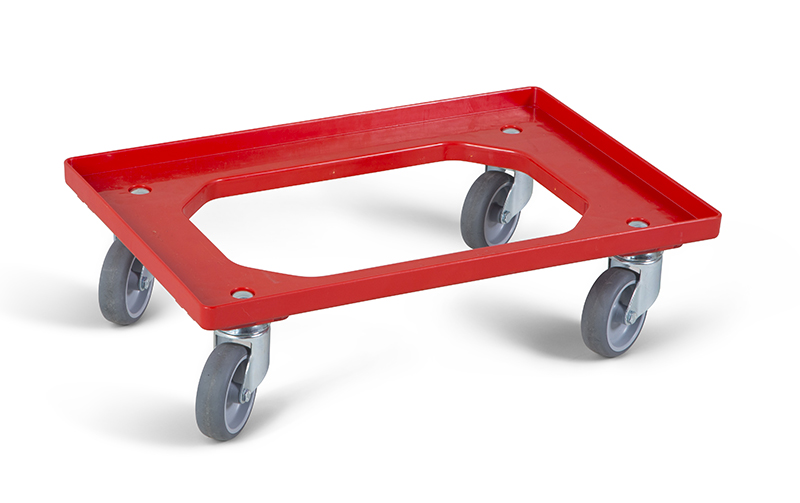 Chariot Dolly 4 roues pivotantes rouge
