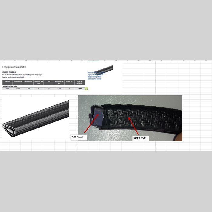 Profil protection PVC noir 1,5m/10x7 SB