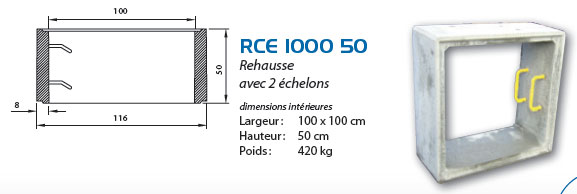 Rehausse béton I100/E116/H50 +2échelons